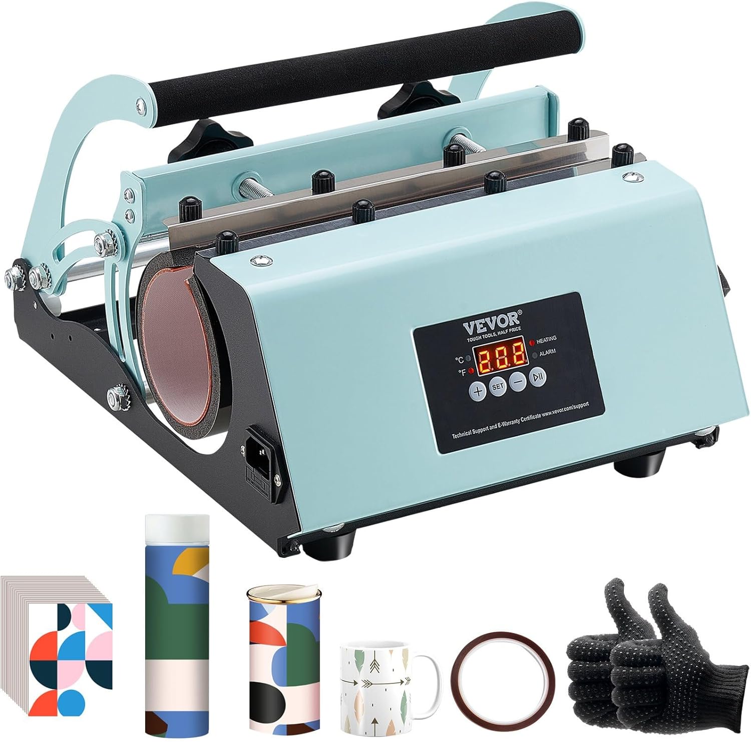 Máquina Prensa Termofijadora para Vasos 11-30 oz Sublimación Verde