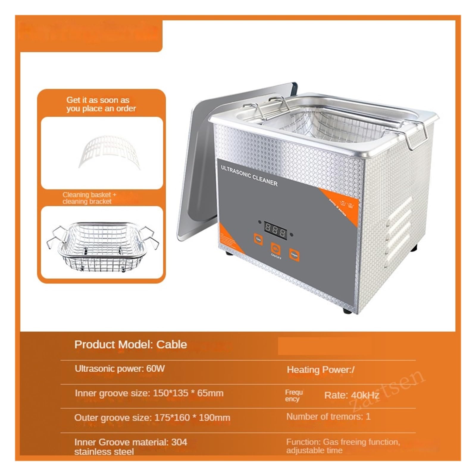 1000ml Pulitore Ad Ultrasuoni Timer 60W for Gioielli Orologi Occhiali Rasoio E Spazzola di Bellezza Bagno Ultrasuoni