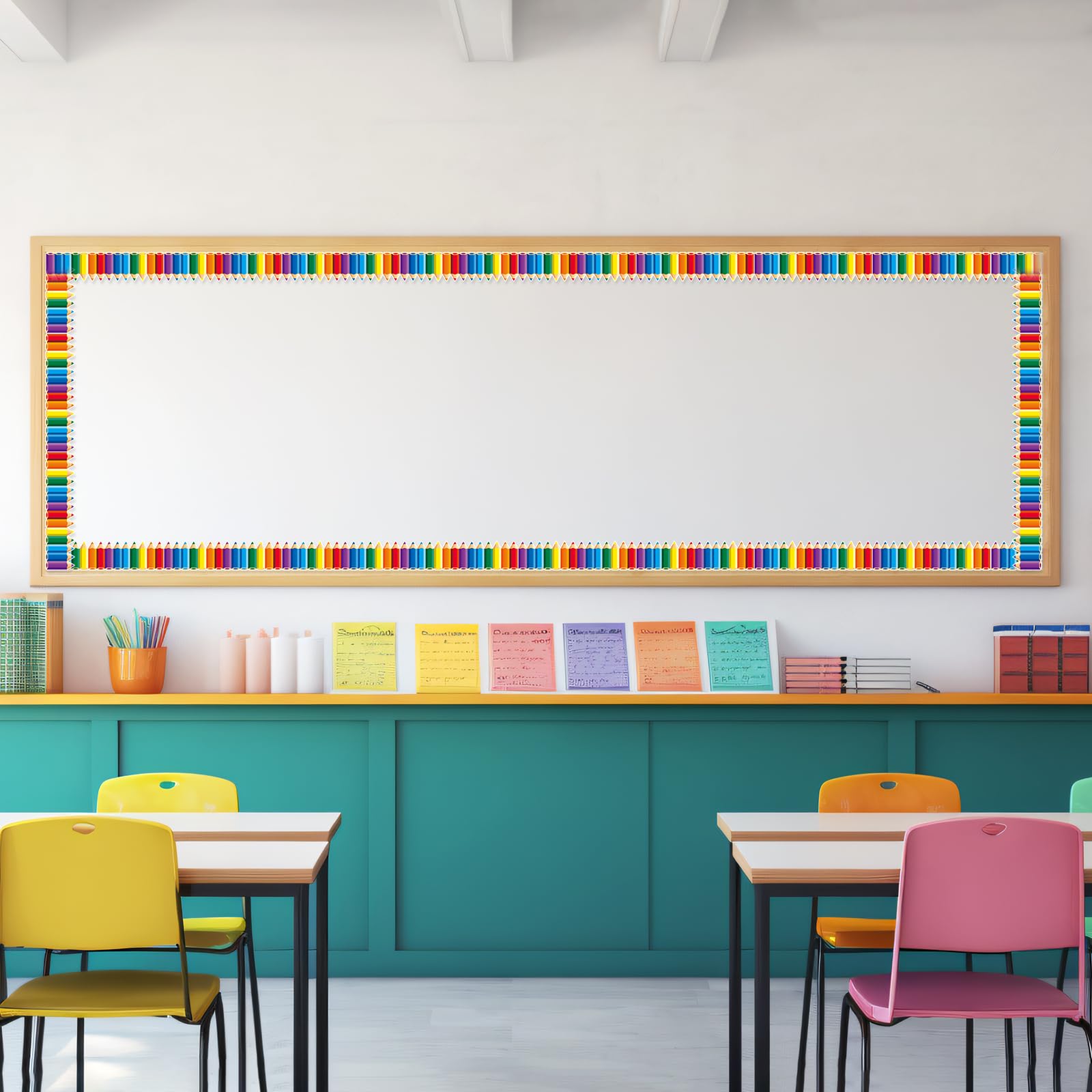 Bordure Autocollante En Bois Rustique Pour Salle De Classe, Décoration De Tableau Noir, 150 M