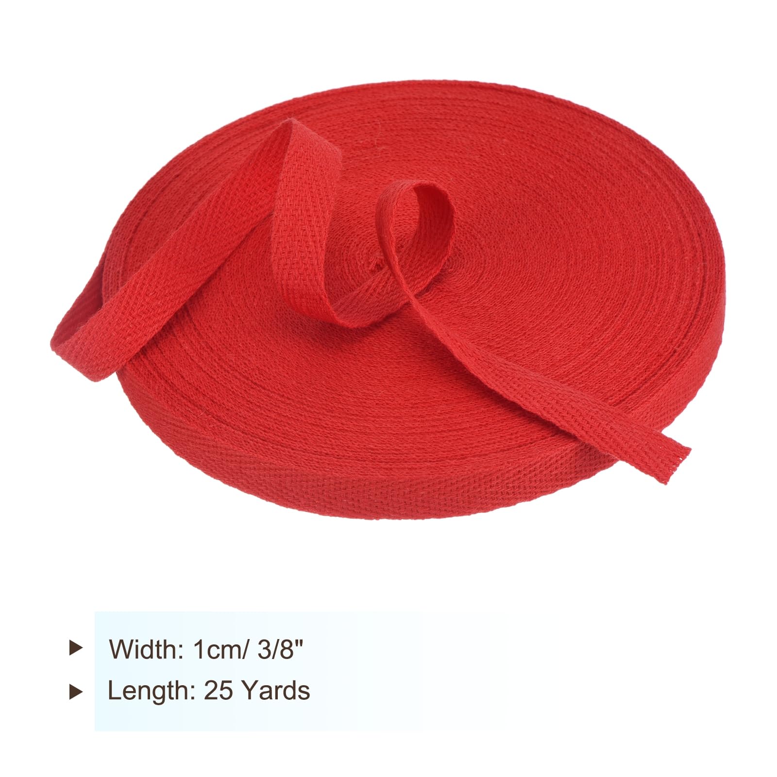 PATIKIL Cotton Twill Tape 3/8 Inch 25 Yards Cotton Ribbon Bias Binding Tape Herringbone Webbing Trim for Sewing Gift Wrapping Craft DIY Light Red - Image 2