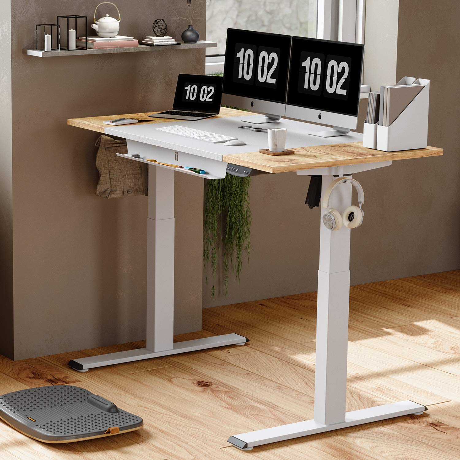 FEZIBO Height Adjustable Electric Standing Desk, 55 x 24 Inches Stand