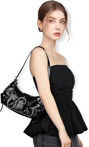 Miniatura 2 de Bolso de hombro para mujer Bolso de piel sintética con correa ajustable Hobo Crossbody con cierre de cremallera