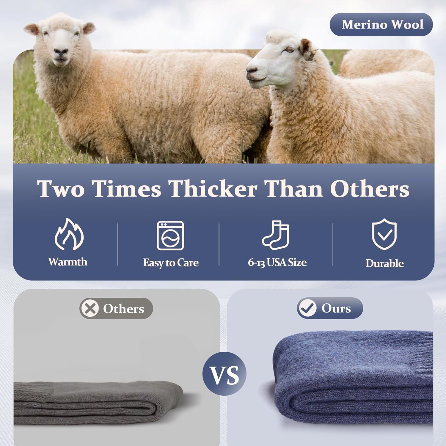 Redair Merino Wool Socks Mens, 3 Pairs Hiking Socks for Winter and Magnetic Smartphone Handle Grip