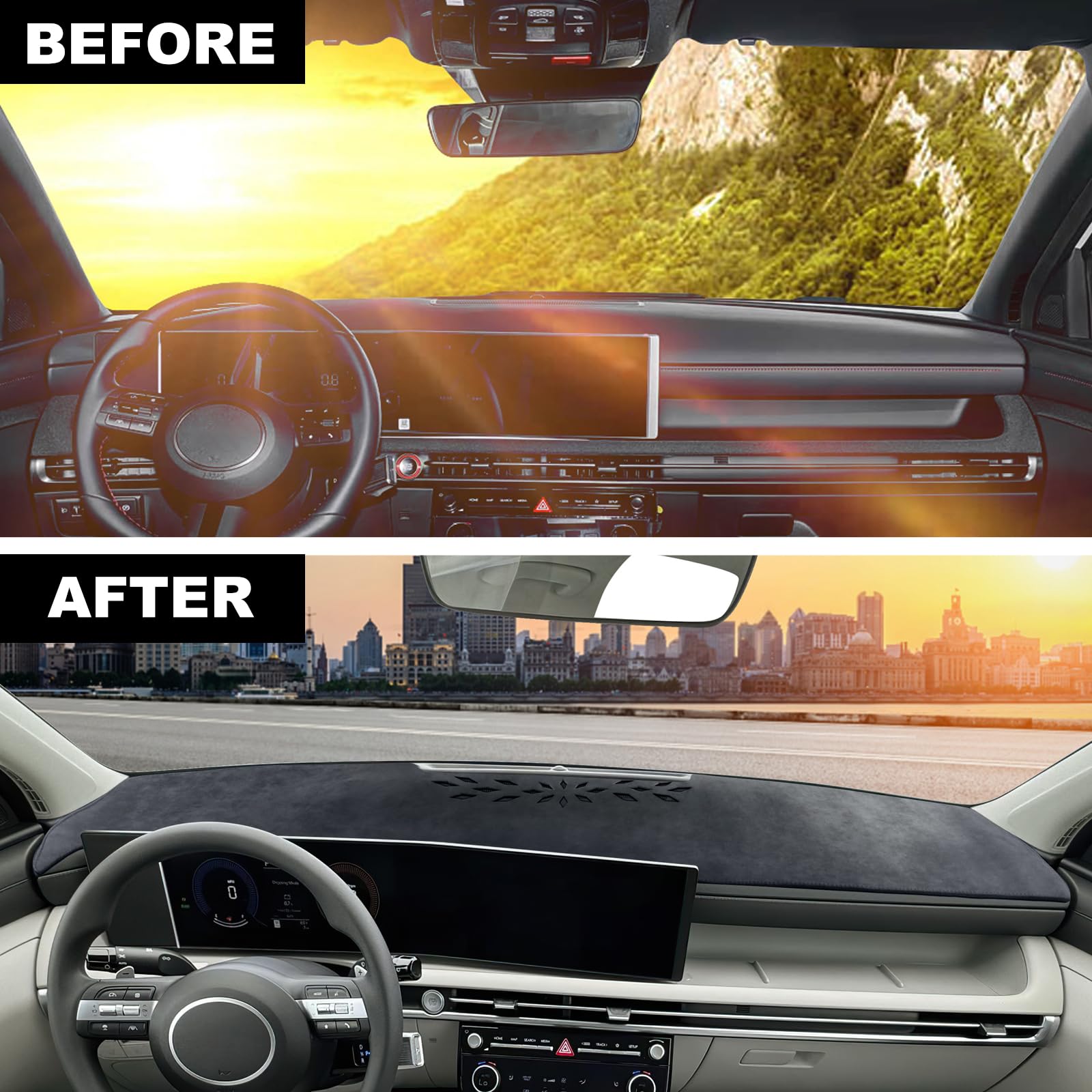KUNGKIC pour Hyundai Tucson 2025 2026 Couverture de Tableau de Bord en Flanelle pour Voiture, Housse de Tableau de Bord, Protection Solaire pour intérieur de Voiture, Protection Contre la lumière du