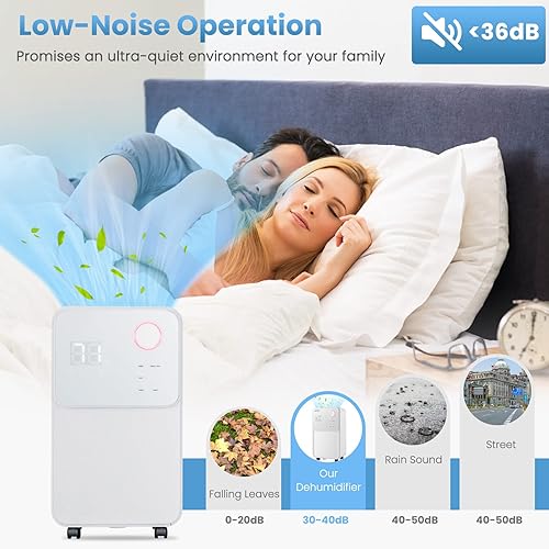 Miniatura 5 de PETSITE Deshumidificador de 2000 pies cuadrados, deshumidificador para el hogar, sótanos y habitación grande con drenaje automático o manual, 32