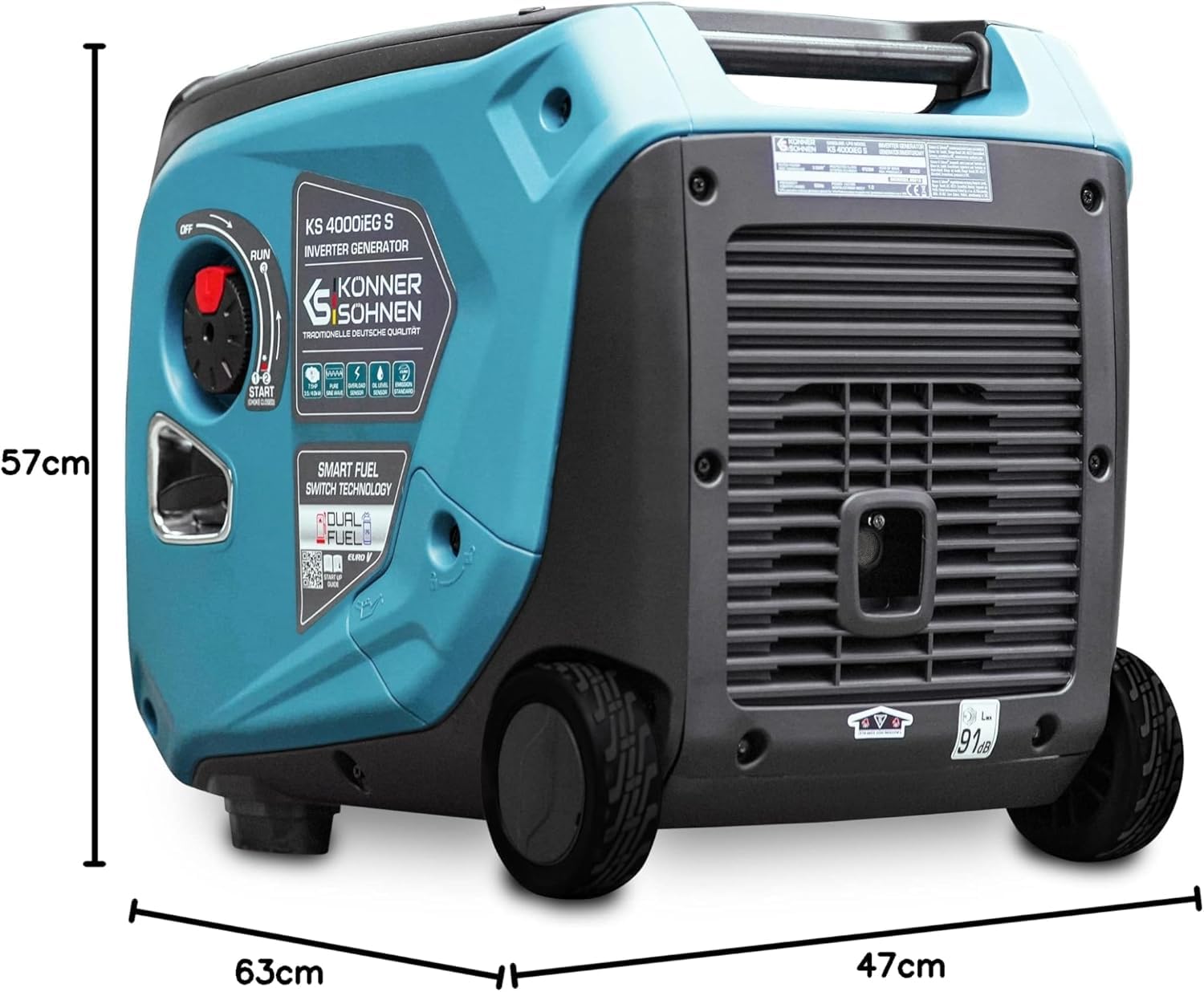 Generador de gas GLP KS 4000iEG S de Könner & Sönen, generador de energía de gas 4000 W, 2 x 16 A (230 V), 2 puertos USB,generador de energía gasolina silencioso, EURO V