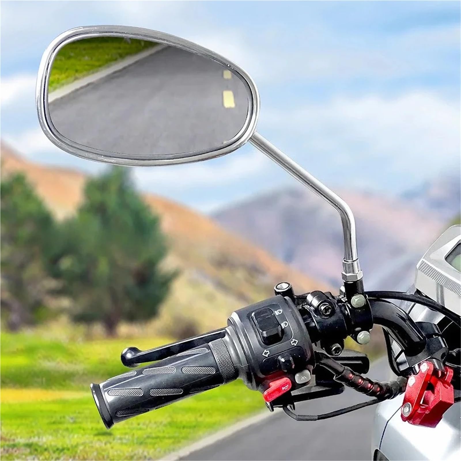 1 para uniwersalnych 10mm+chromowanych Lusterka motocyklowe