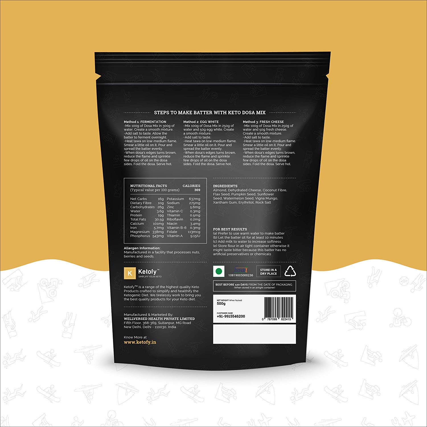 Ketofy - Keto Dosa Mix (500g) | for Keto Dosa and Keto Crepes