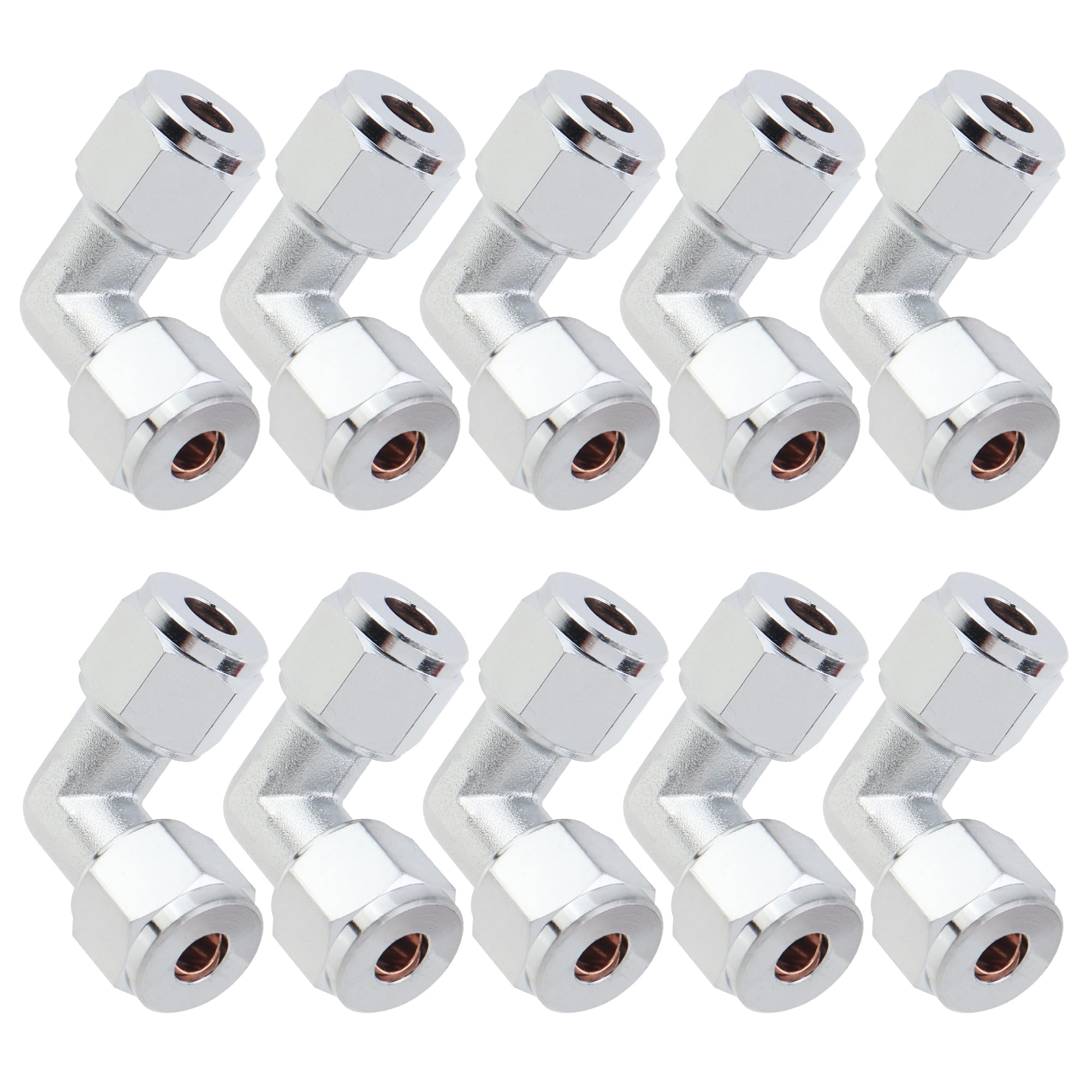Ltwfitting Chrome Plated 90 Degree 6Mm Od Compression Elbow, Brass Compression Fitting (Pack Of 10)