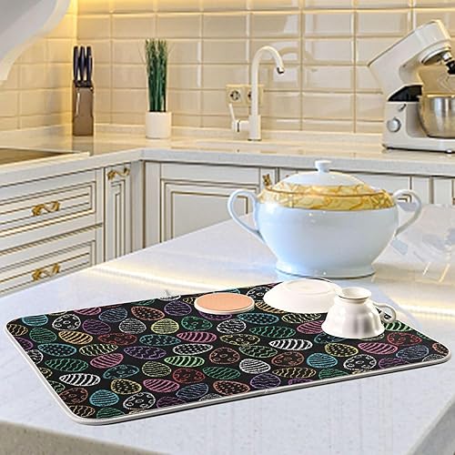 Miniatura 6 de Chalk Easter Eggs Children Drawing Dish Drying Mat Washnable Absorbent Drying Mat For Kitchen Counter Dish Drainer Cloth Tapete Para Cocina 16'' x