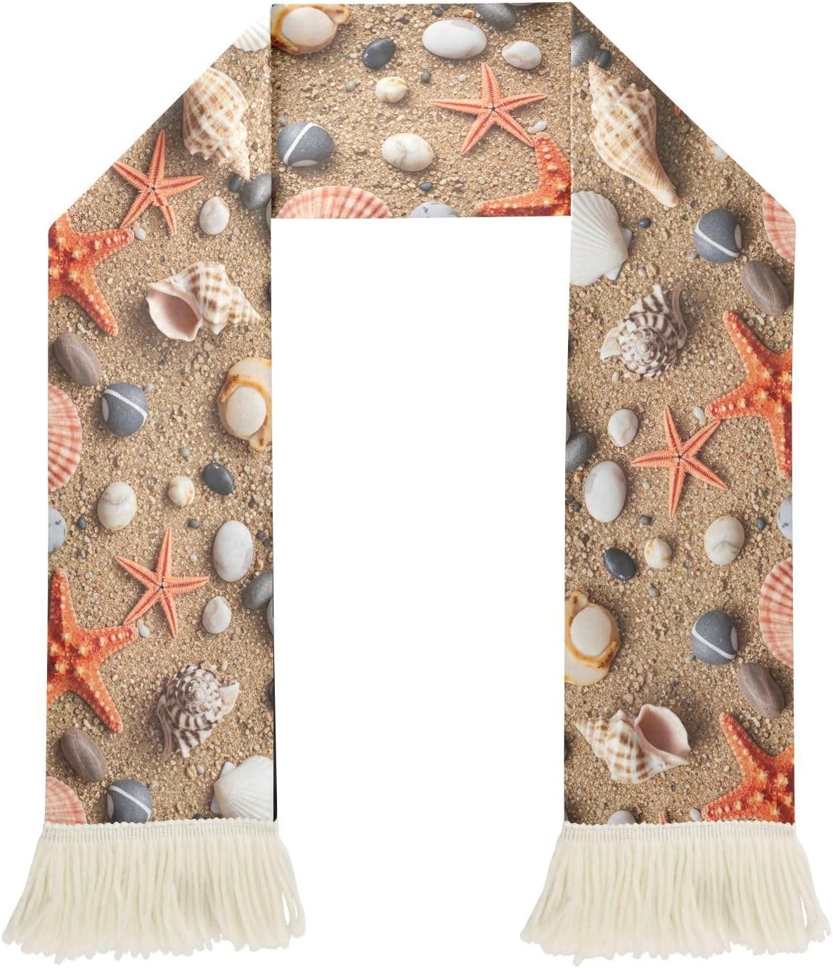 CHIFIGNO Starfish Shells Sports Fan Scarf Towel, Soft Soccer Scarf for Game Day, Quick Dry Polyester, Double Sided Print