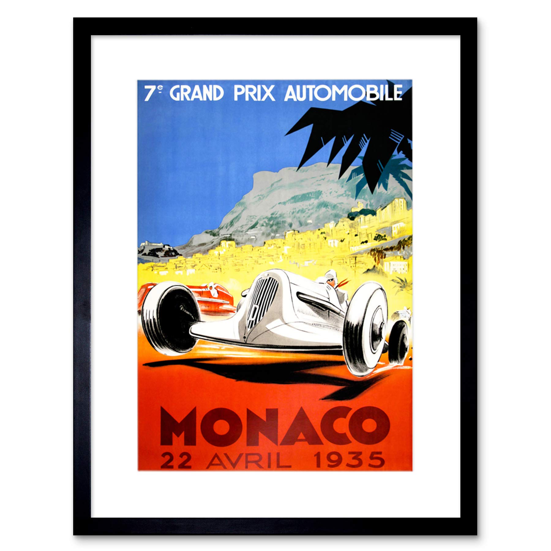 Wee Blue Coo Black Sport Race Advert Grand Prix Car Automobile Monaco Framed Wall Art Print