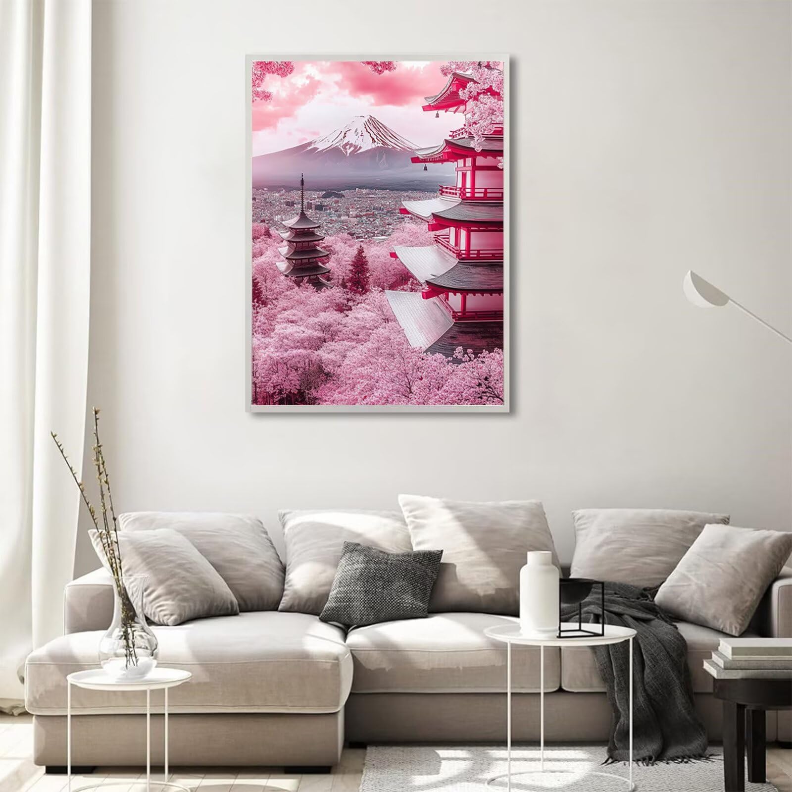 Diamond Painting Erwachsene Berg Fuji 5D Diamond Painting Landschaft Muster DIY Set Erwachsene Anfänger, Vollbohrer Diamanten Malerei Bastelset für Zimmer Wand Deko Schlafzimmer 60x90cm, Model638