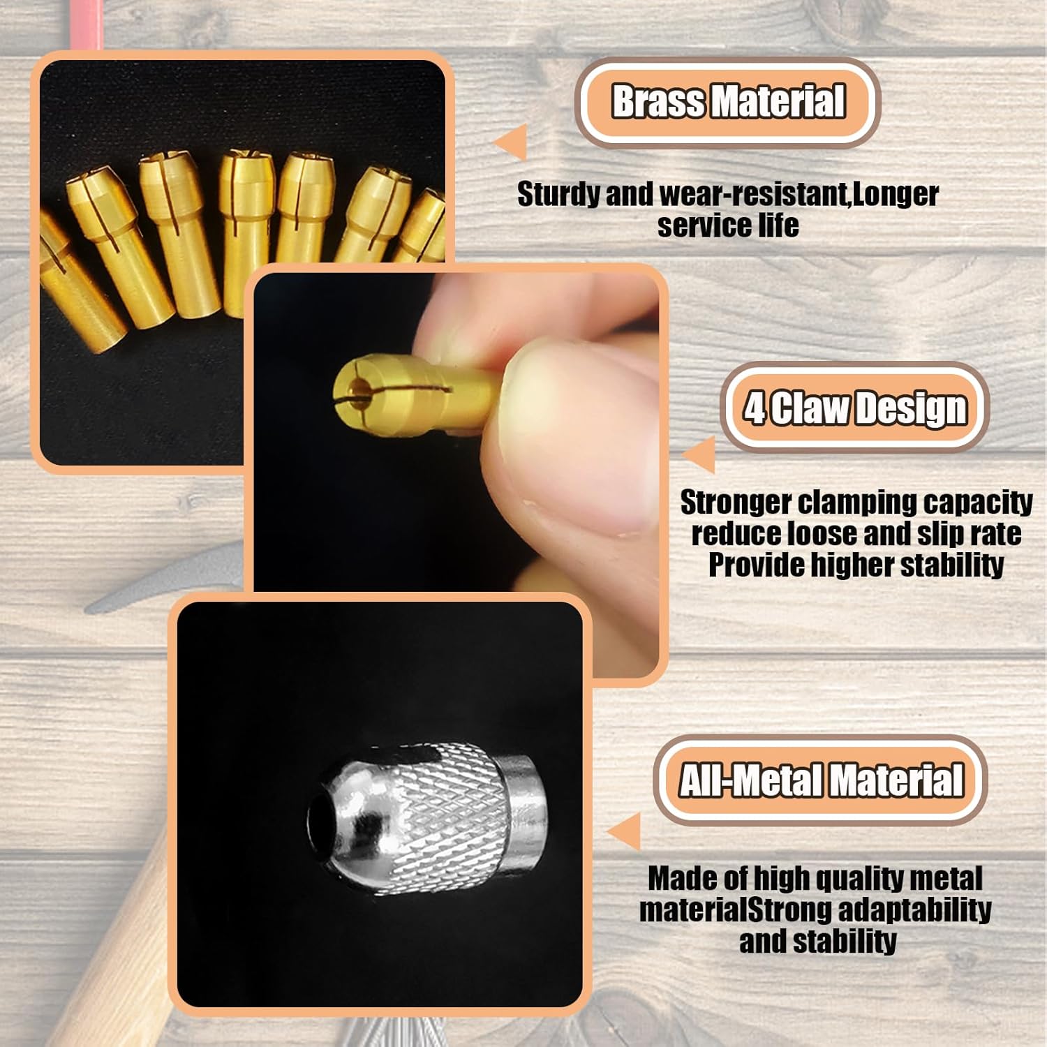 15Pcs Drill Chuck Collet Set for Dremel Rotary Tool 1/32” (0.8mm) - 1/8” (3.2mm) Shank Brass Collet Kit Replacement 4486 Rotary Tool Keyless Quick Change Chuck Accessory with Dremel 3000 4000 7700