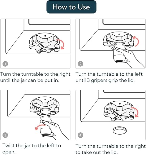 Miniatura 2 de KITCHENDAO Abrelatas para debajo del gabinete para manos débiles y personas mayores con artritis, abridor de tapas fácil con 3 pinzas, abrelatas