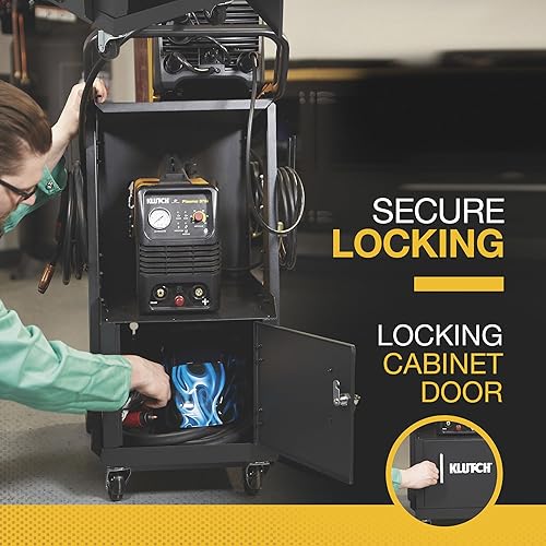 Miniatura 3 de Klutch Carro de soldadura de 2 niveles con gabinete de bloqueo: 31 1/2 pulgadas de largo x 16 1/8 pulgadas de ancho x 28 pulgadas de alto