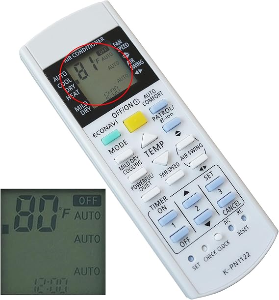 Replacement Remote Control for Panasonic Air Conditioner Remote CS-S9PKV CS-S12PKV CS-S18PKV CS-S24PKV CS-S28PKV (Display Both in Fahrenheit and Celsius)