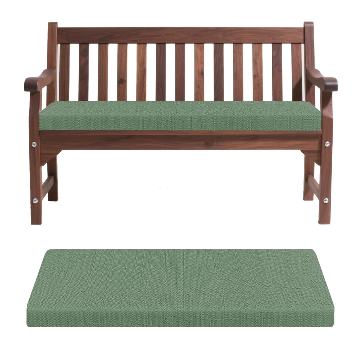 Coussin de banc de jardin élégant vert 110 x 55 cm, finition haut de gamme et assise confortable