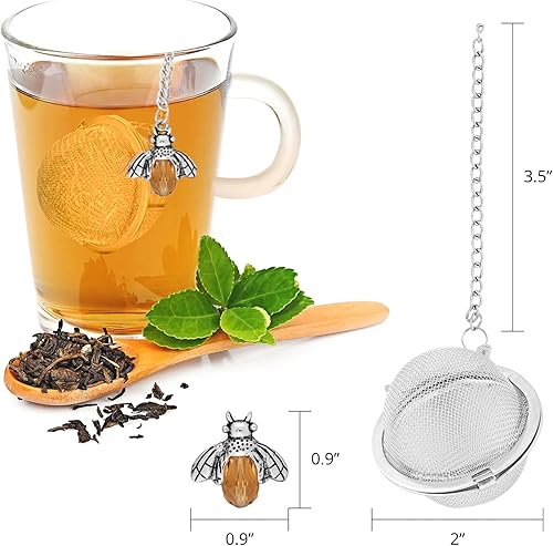 Miniatura 4 de Infusores de té con aleación de zinc y cristal de cristal de abeja Supreme Housewares 188 de acero inoxidable de 2 pulgadas de malla, bola de té,