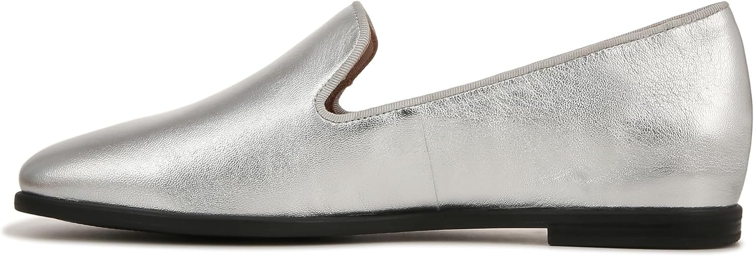 Naturalizer Womens Effortless Slip On Slipper Style Loafer Flat Silver Metallic Leather 12 M