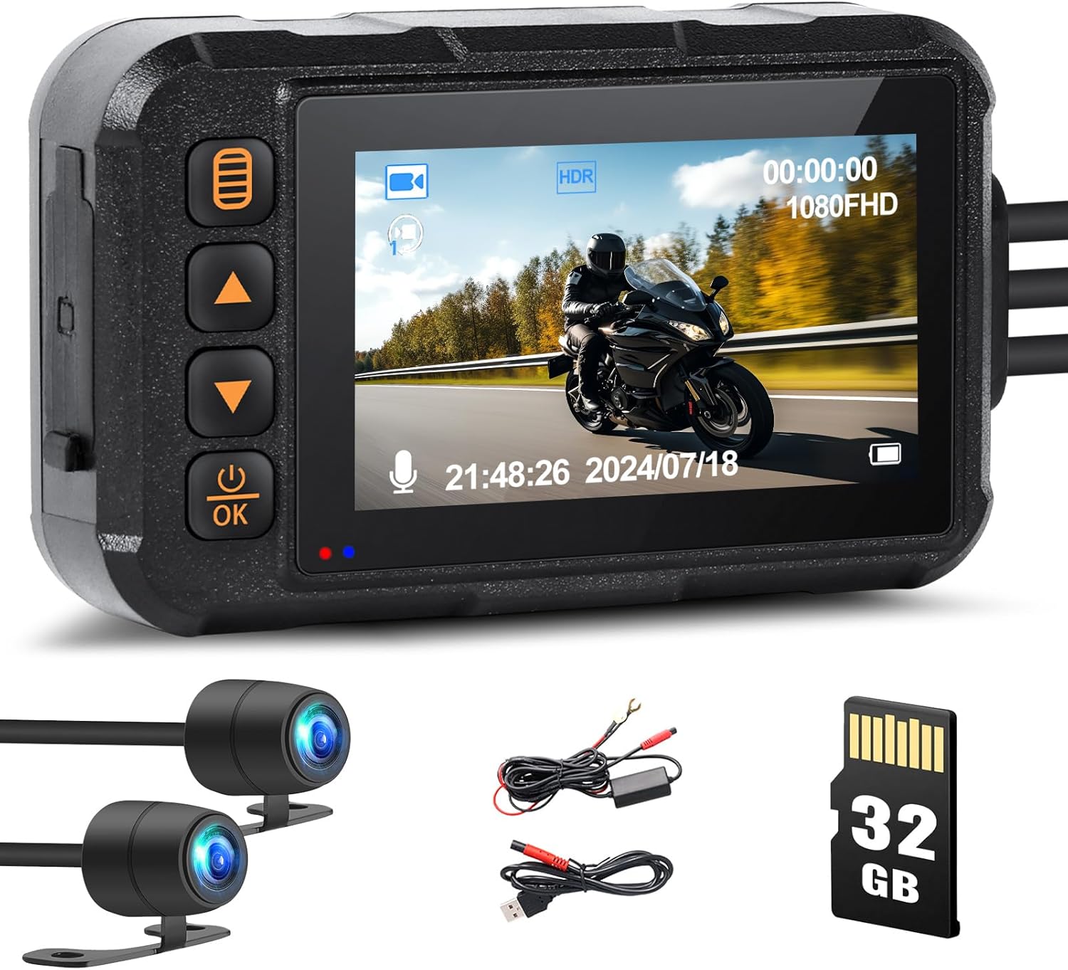 CAMECHO Motorcycle Dash Cam Front