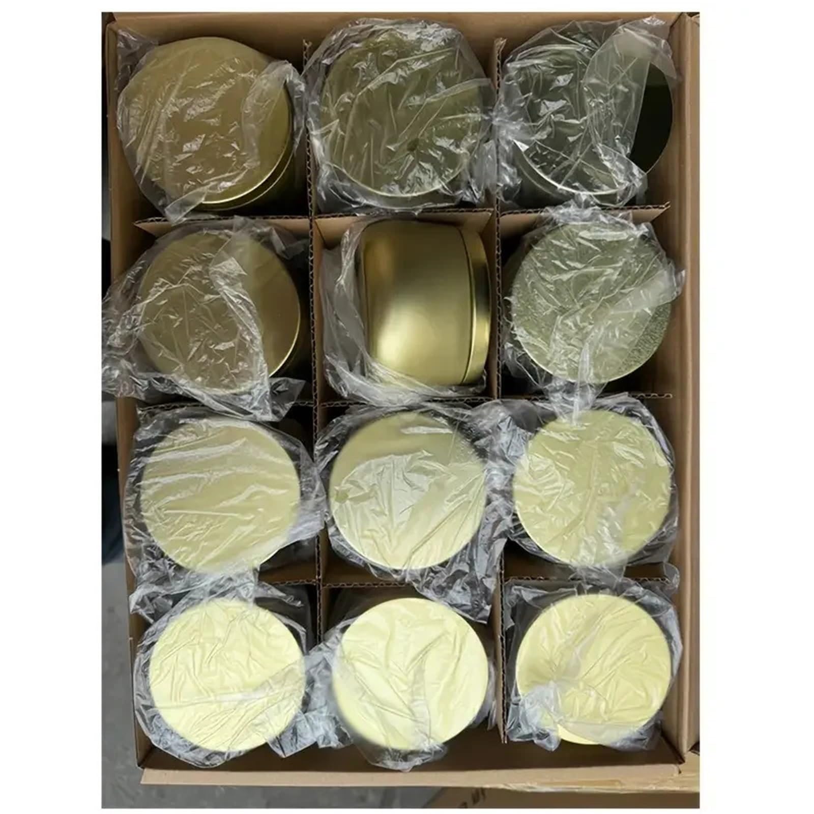 Xinglongs 24 barattoli rotondi in metallo con coperchio, per candele fai da te e conservazione (226,8 g, dorati, 24 pezzi)