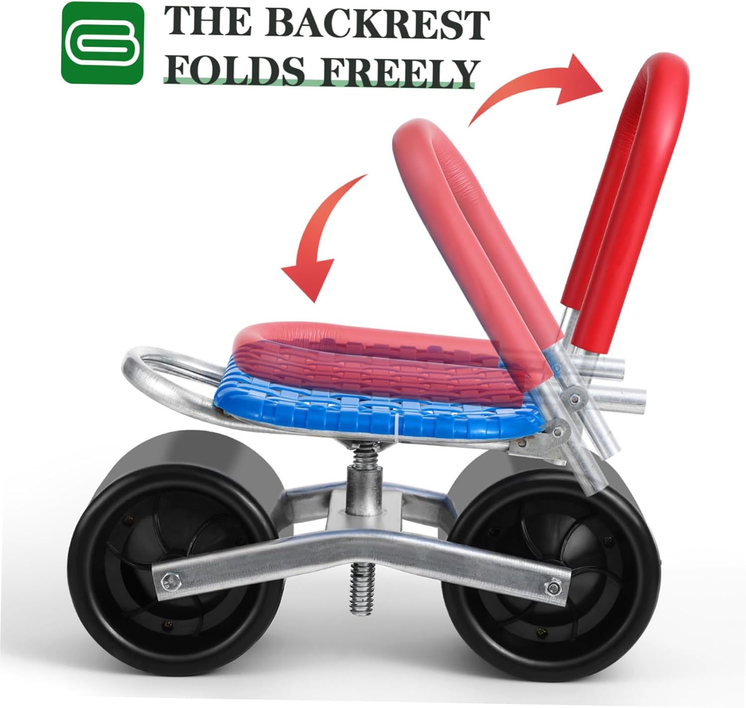 Garden Stool Wheels Height Adjustable Rotating Gardening Seat Portable Folding Garden Chair for Outdoor Planting and Trimming Heavy-Duty Gardening Supplies