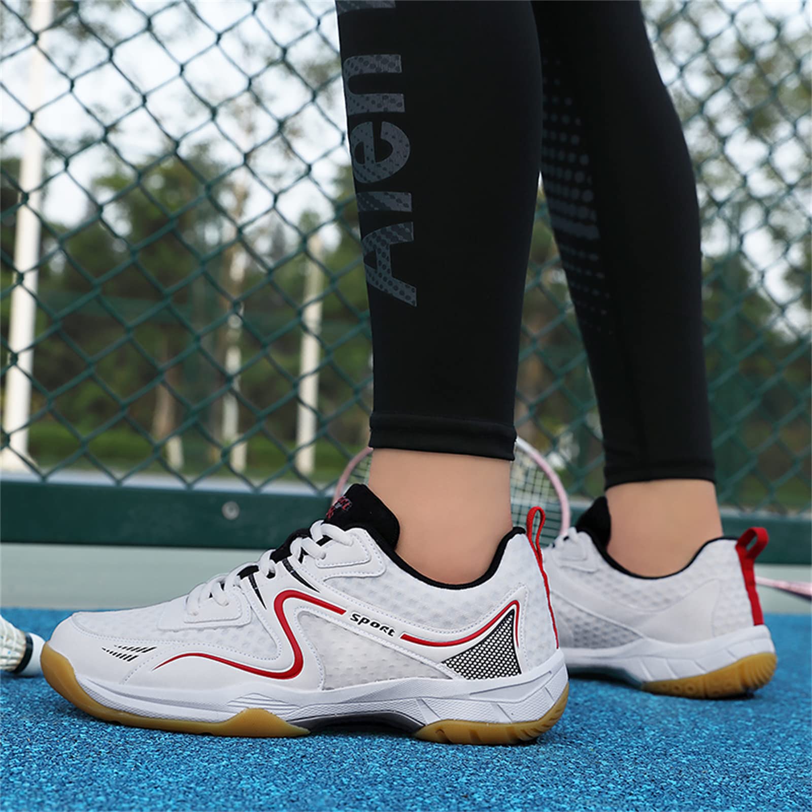 JiuQing Męskie buty do badmintona Lekkie buty do tenisa stołowego Miękkie dno Oddychające do squasha Pickleball