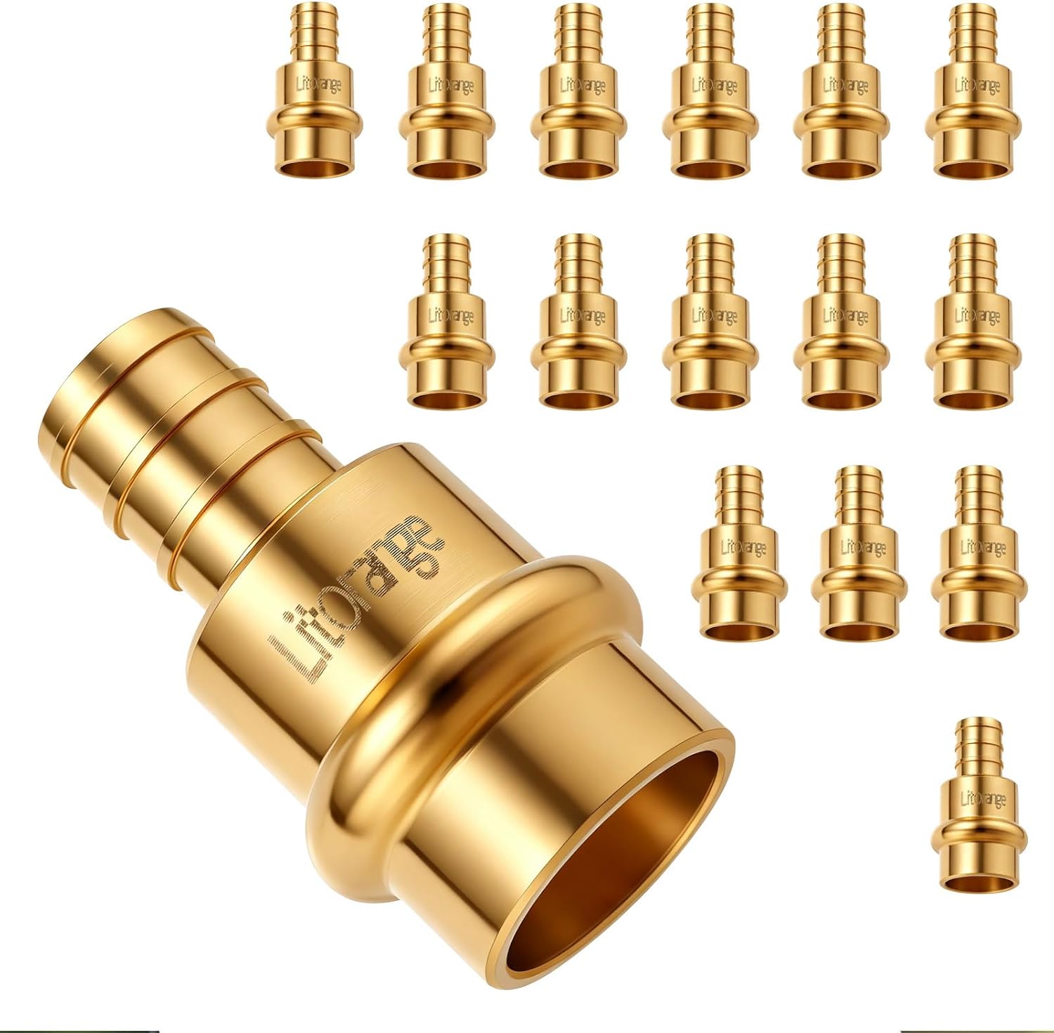 Litorange 15 Pack Lead-Free 1/2" Copper to PEX Adapter, 1/2" Propress Fittings for Quick Connection of Copper Tube and PEX-B Pipe