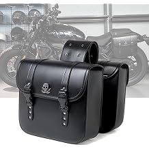 1 Pair Motorcycle Saddlebags for Harley-Davidson Fat Boy S, PU Leather Large Capacity Luggage Bags Waterproof Vintage Rear Bag