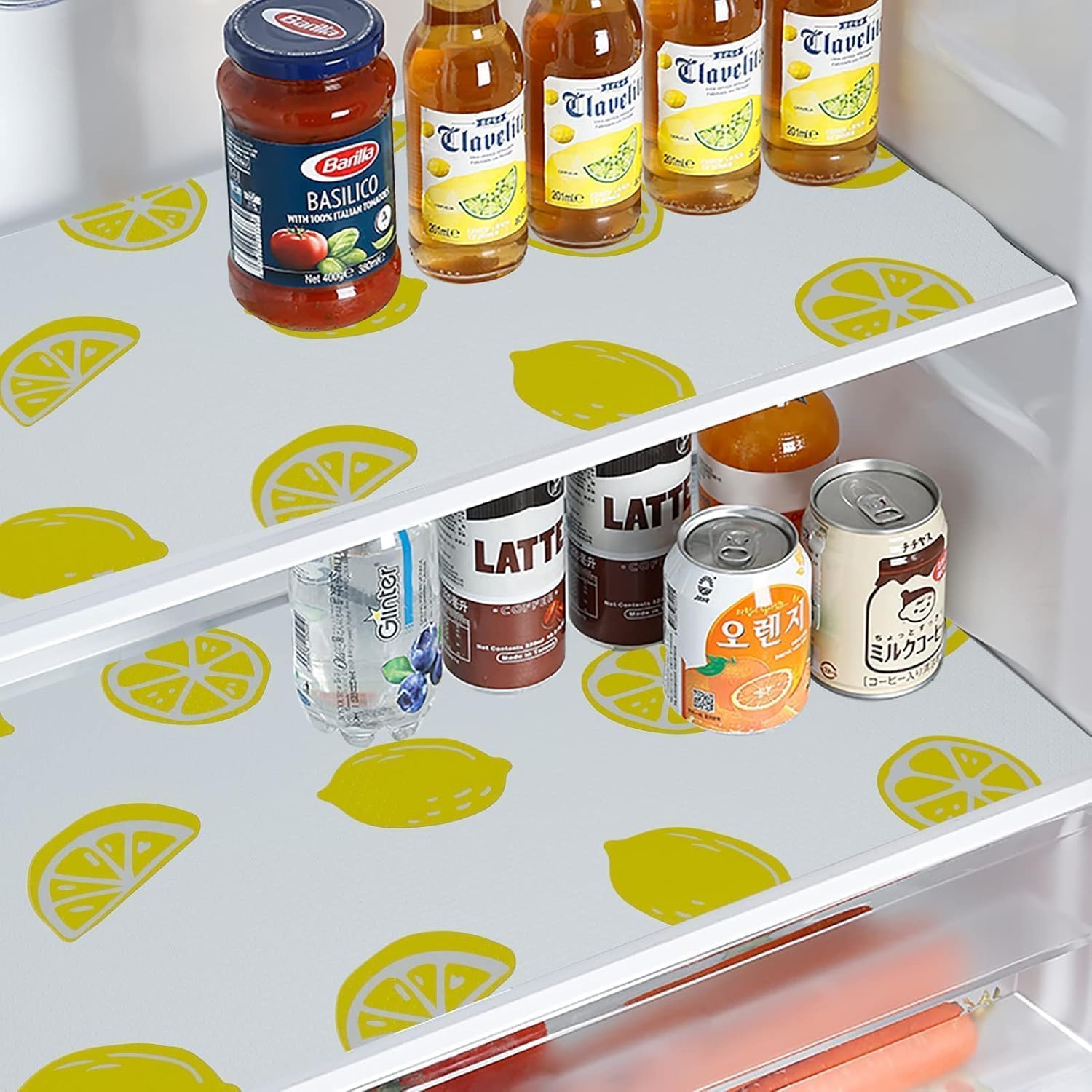 K2P Fridge Mats, Kitchen Mat EVA Food Grade Multipurpose Washable Anti Slip Mat/Sheet for Fridge, Shelf Liners for Kitchen Shelves, Table, Kitchen Drawer mat - 500 x 45 cm (Lemon) 4