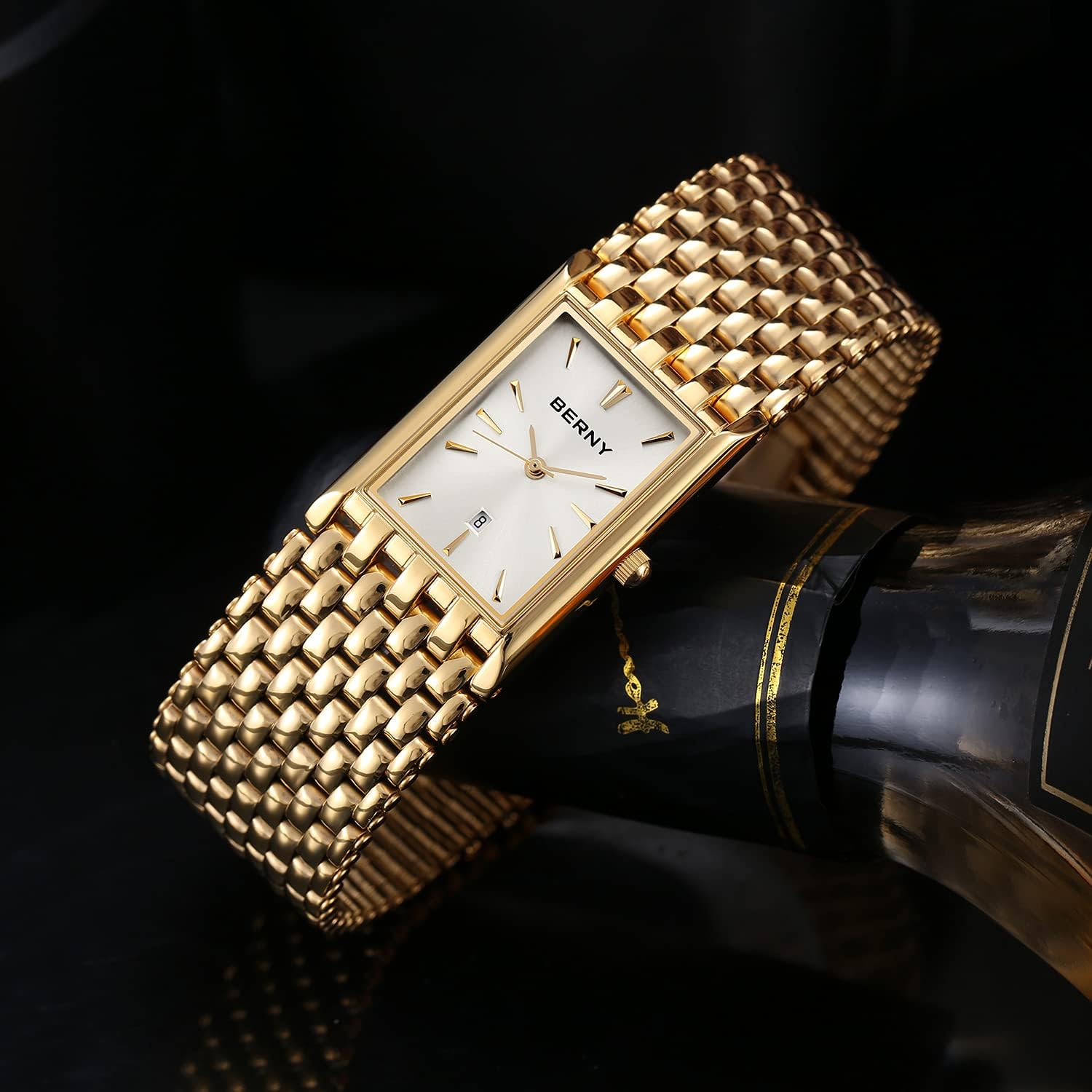 BERNY Gold Watches for Men with Date Window Japanese Quartz Movement Waterproof Men's Wrist Watches Luxury Casual Fashion Mens Watch - Image 7