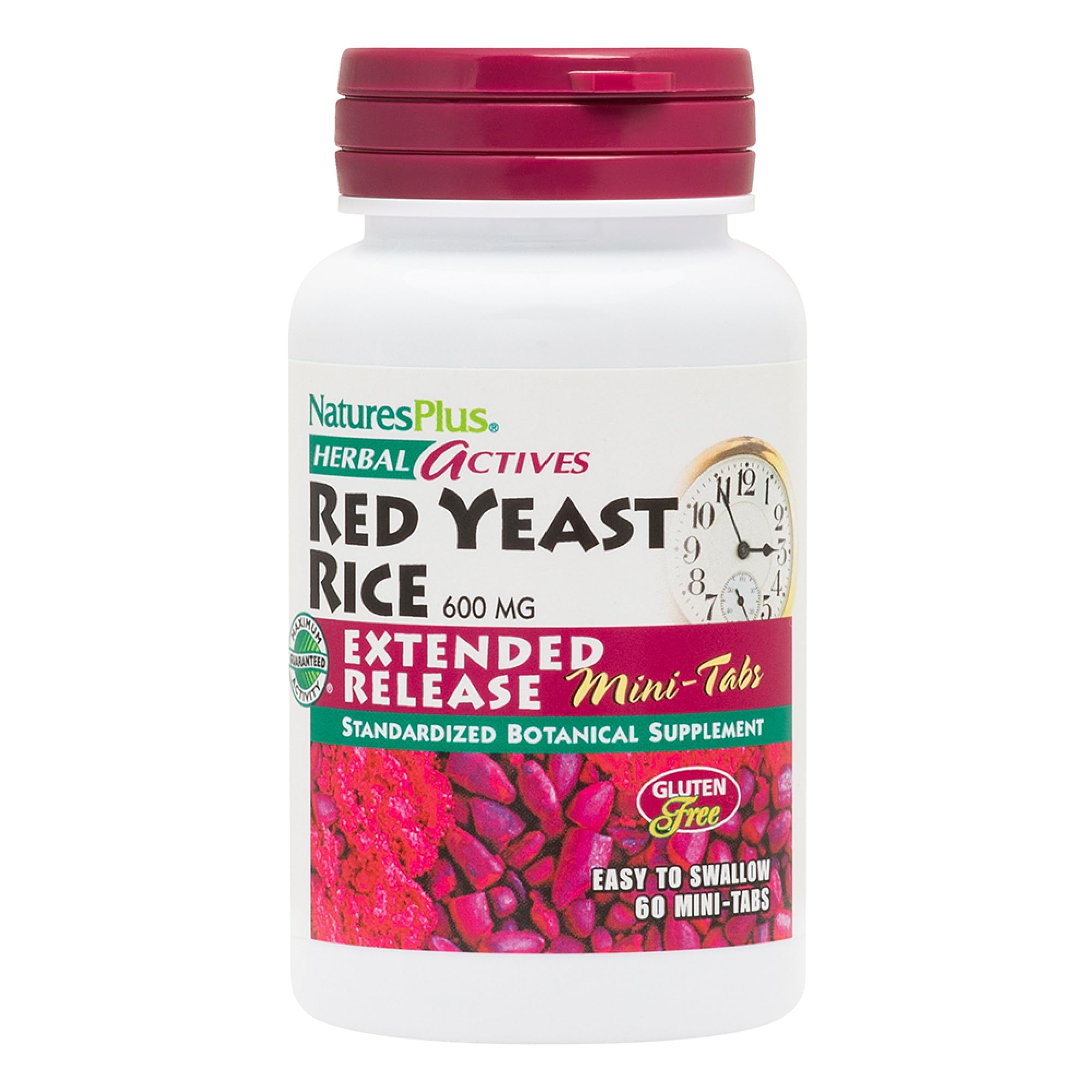 Natures Plus Herbal Actives Red Yeast Rice, Extended Release - 600 mg, 60 Mini Tablets - Herbal Supplement - Vegan, Vegetarian, Gluten-Free - 30 Servings