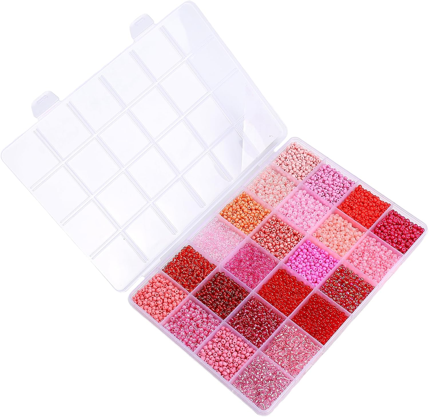12500pcs John Bead Assorted Glass Seed Beads 8/0, 24 Colors Rosy Daydream Palette Round Bead for DIY Crafts Jewelry Making Bead Box