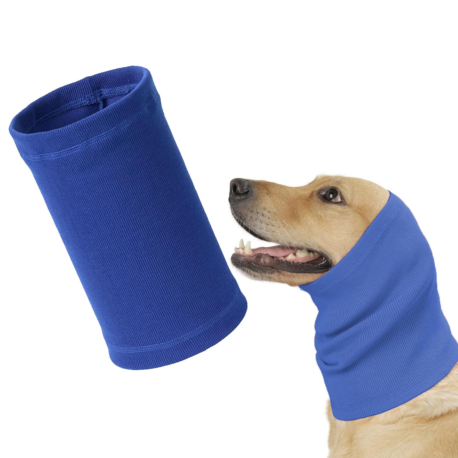 NorhogoDog Snood Ear Protector Soft Pet, Dog Snood for Dog Neck and Ears Warmer Pet for Anti-Shock Dog Collar, Soothing Thunder Dog Earmuffs (Blue M)