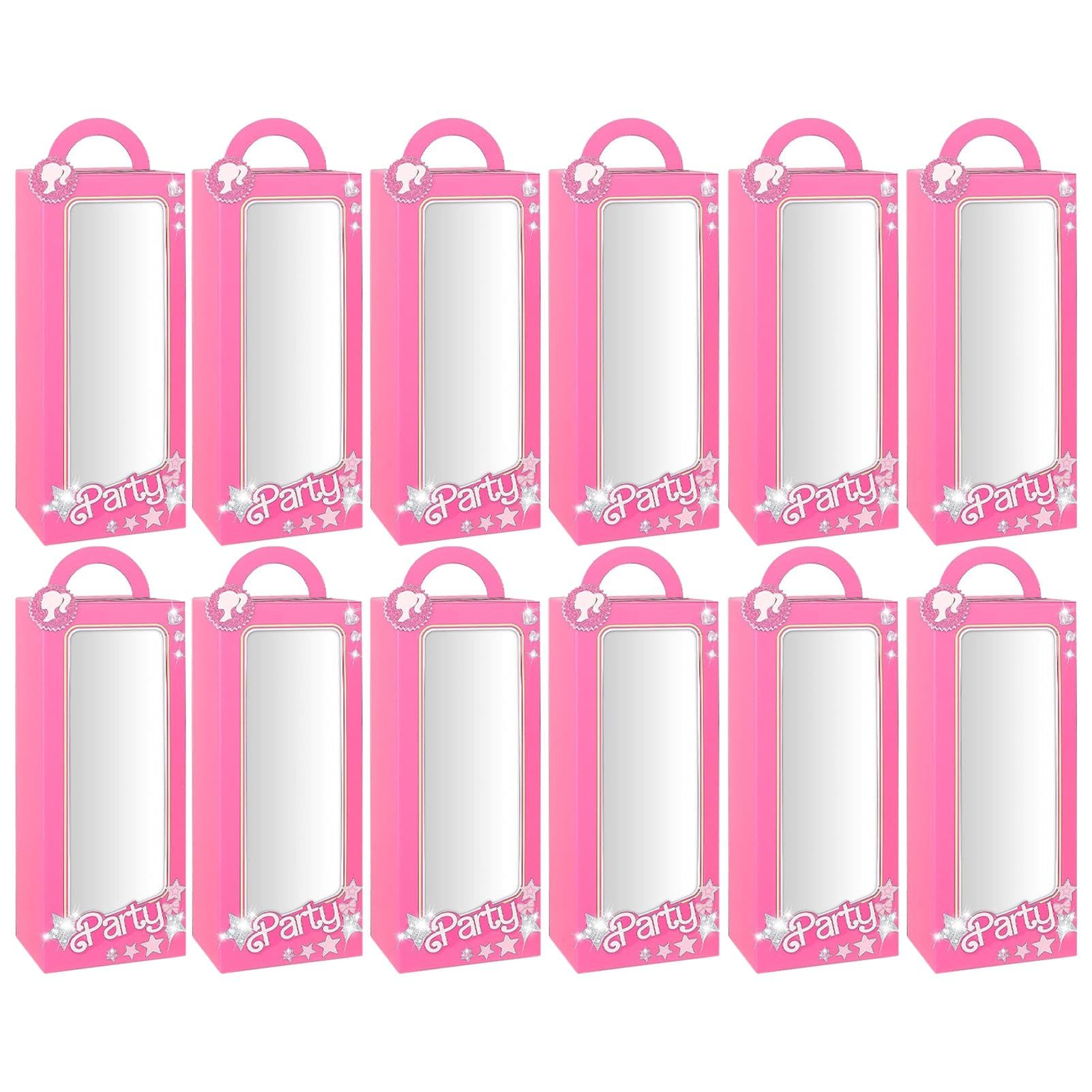 12Pcs Pink Girls Party Favor Boxes Pink Doll Gift Boxes Hot Pink Bachelorette Birthday Party Decoration Goodie Bag Candy Boxes for Girls Birthday Bachelorette Party Decorations Supplies(size:A)