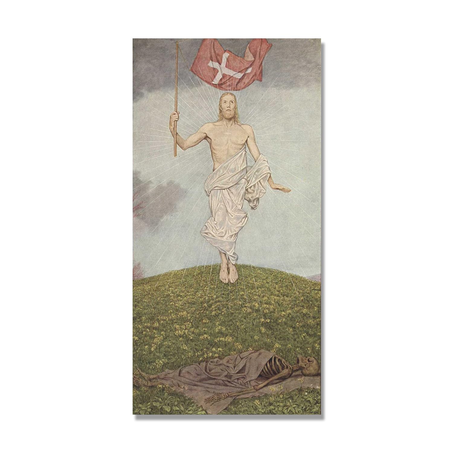 NHLDZYH Hans Thoma Style Canvas Wall Art - (Resurrectionn), German Romantic Realism Painting with Symbolic Nature, Rustic Country Home Decor. 60x120cm-23.7x47.3in. Only Canvas