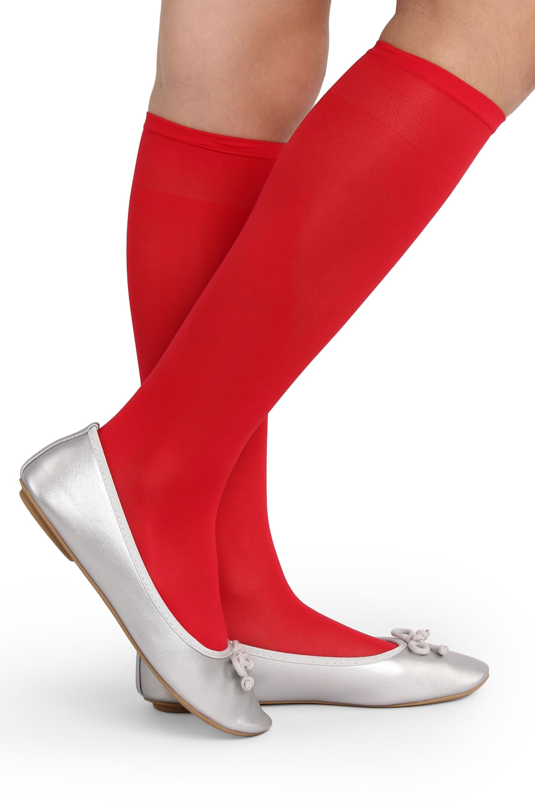 LORES Alma Medias hasta la rodilla para niña 40 DEN blancas, calcetines altos de microfibra opaca, suaves y elásticos con banda confort, ideales para colegio, uniforme y uso diario (talla 24–37) — view 6