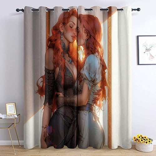 Cortinas opacas para niña para dormitorio, sala de estar, cortinas sexys de 84 pulgadas de largo, juego de 2 paneles de cortinas y cortinas para