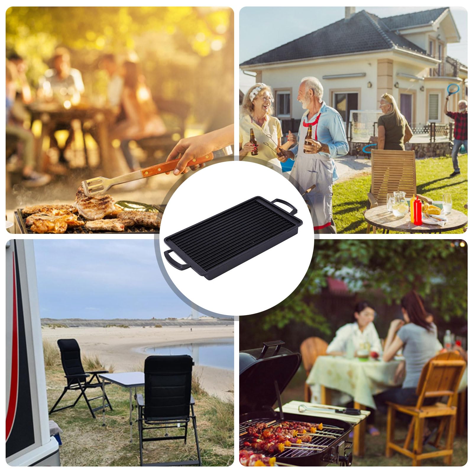Piastra per barbecue portatile antiaderente in alluminio, facile da pulire, per barbecue, campeggio, cucina e preparazione del cibo, ideale per gli appassionati di attività all'aperto