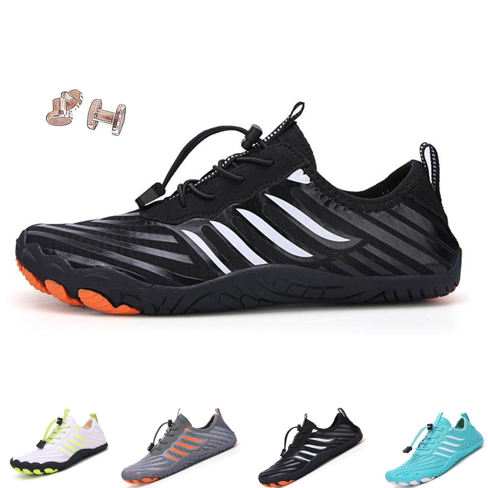 Grounding Shoes with Copper, Waterproof Trail Running Healthy & Non-Slip Barefoot Shoes, Slip-On Unisex Quick Dry (Black, Adult, Men, 10, Numeric Range, US Footwear Size System, 10.5, Medium)