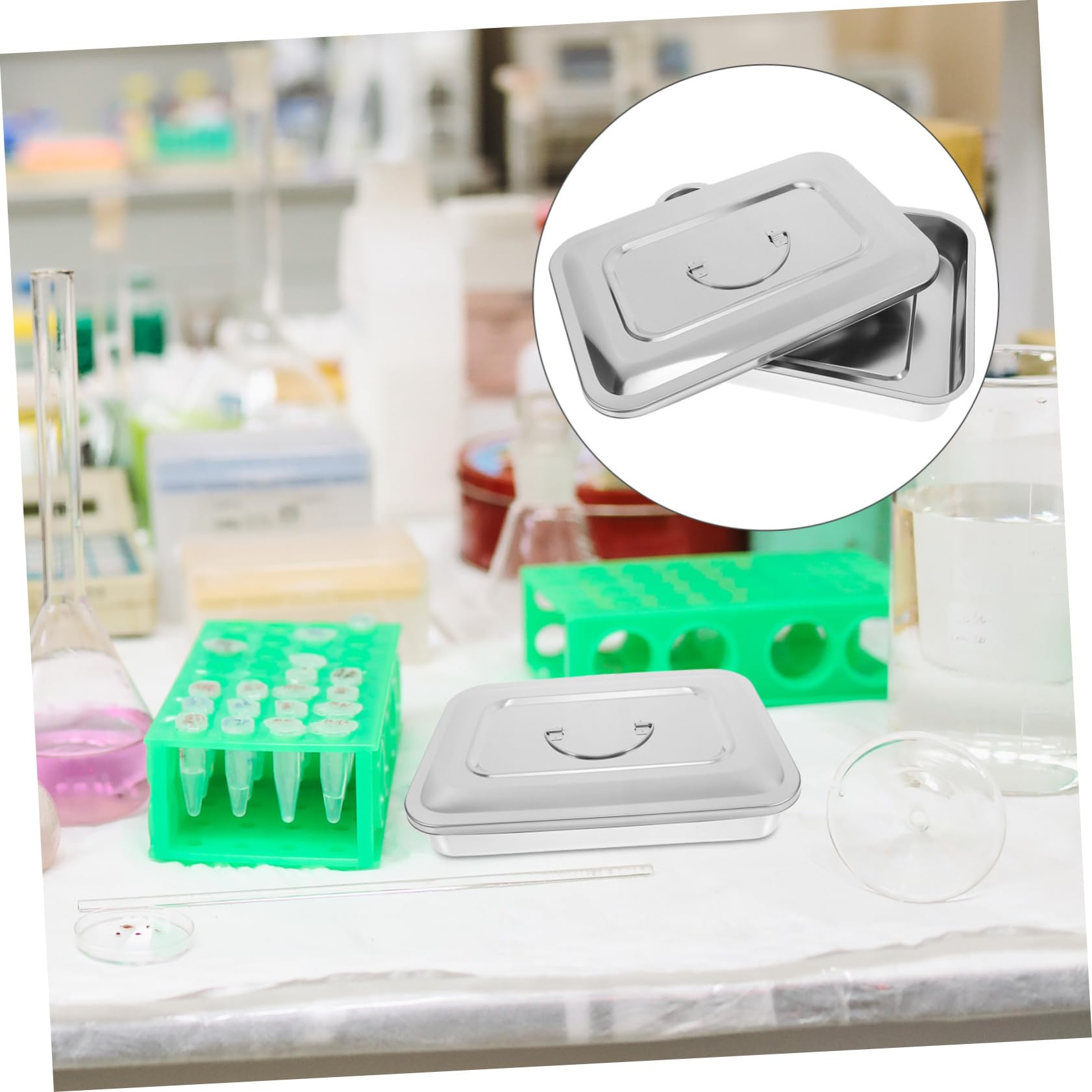 GALPADA Caja de Acero Inoxidable Rectangular 11.5 Pulgadas para Esterilización Médica