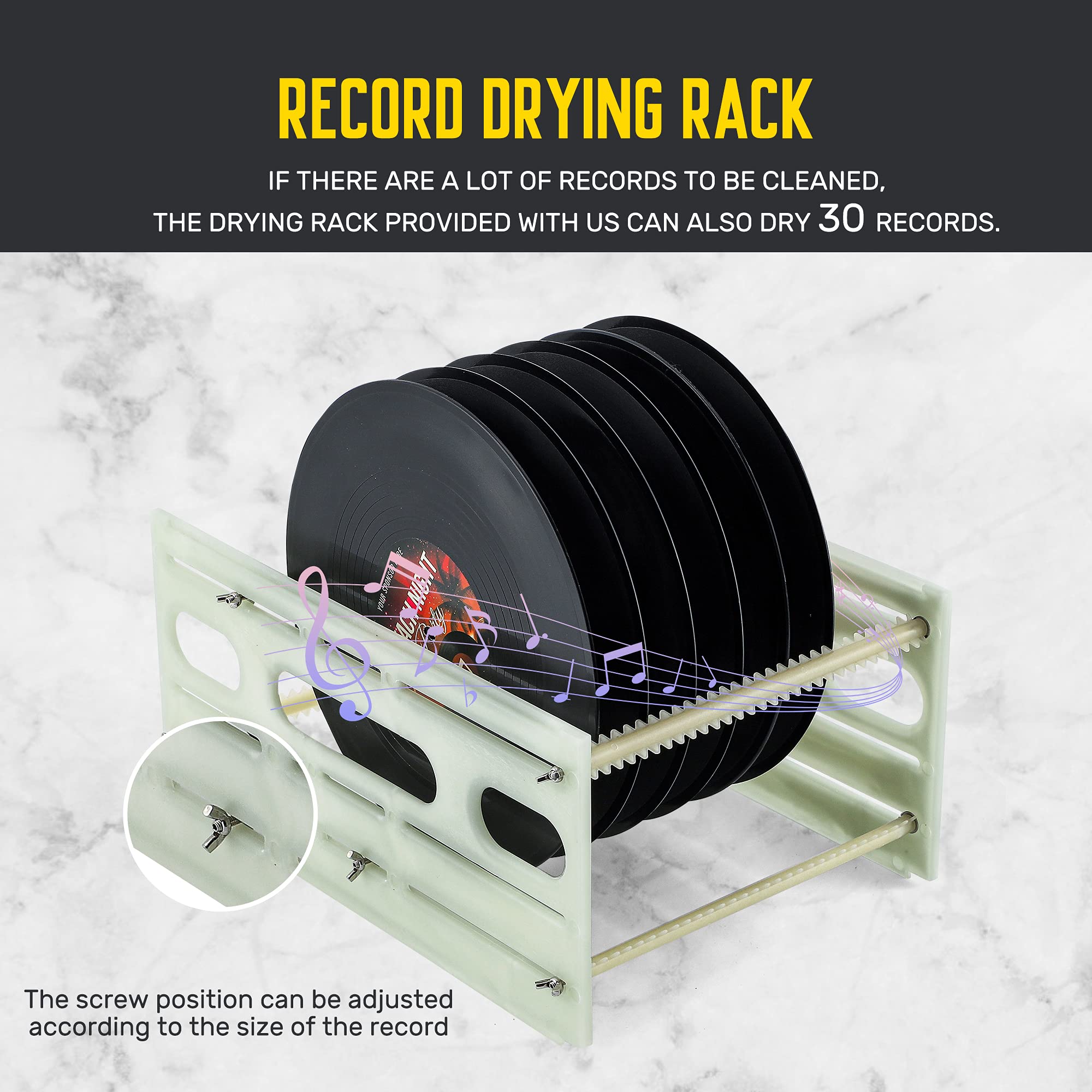 CGOLDENWALL 6.5L Ultrasonic Vinyl Record Cleaner 712 Inch 6 Records