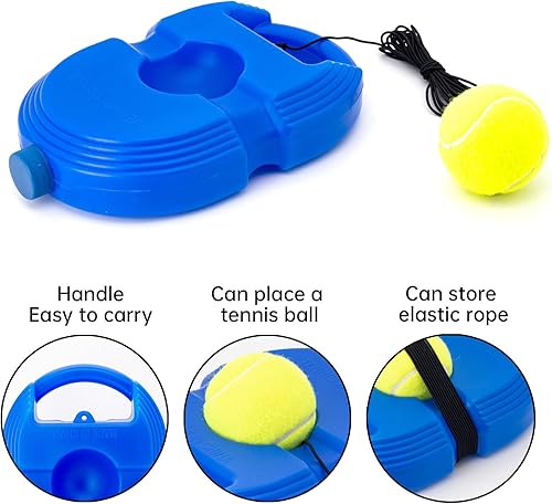 Miniatura 6 de CHEGIF Pelota de rebote de tenis con 3 bolas de cuerda, equipo de entrenamiento de tenis solo para práctica personal, herramientas de entrenamiento