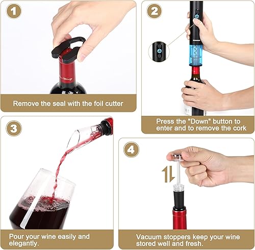 Miniatura 6 de Juego de abridor de vino eléctrico, Abridor de vino eléctrico, abridor de vino automático, abridor de botellas eléctrico, Base de almacenamiento,