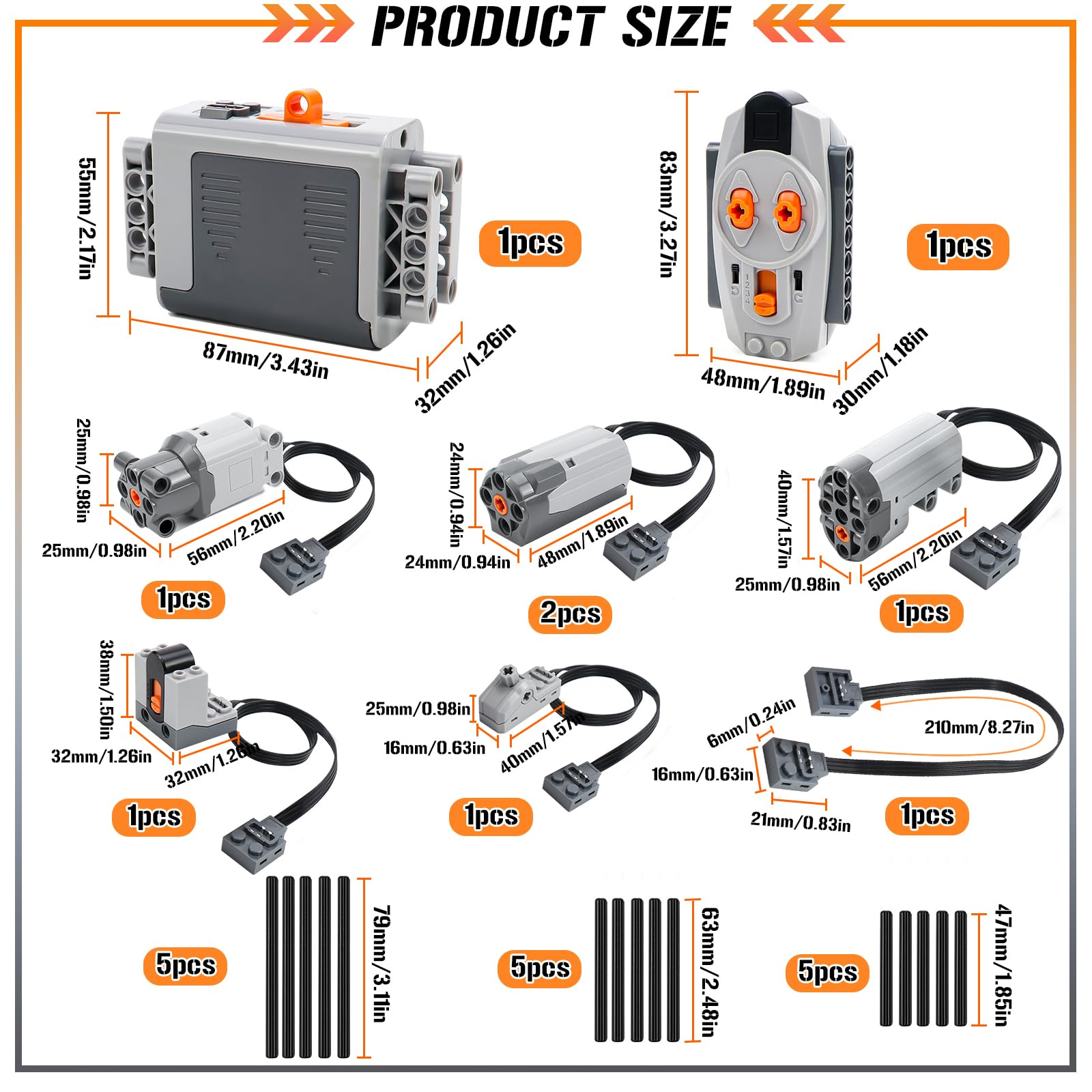 Technik Power Functions Servo Motor Function 25-teiliges Technik Motoren Set Technik Batteriebox Set Elektrisches Spielzeug-Motor, Technik-Power-Functions-Set für Kompatibel mit Lego Technic