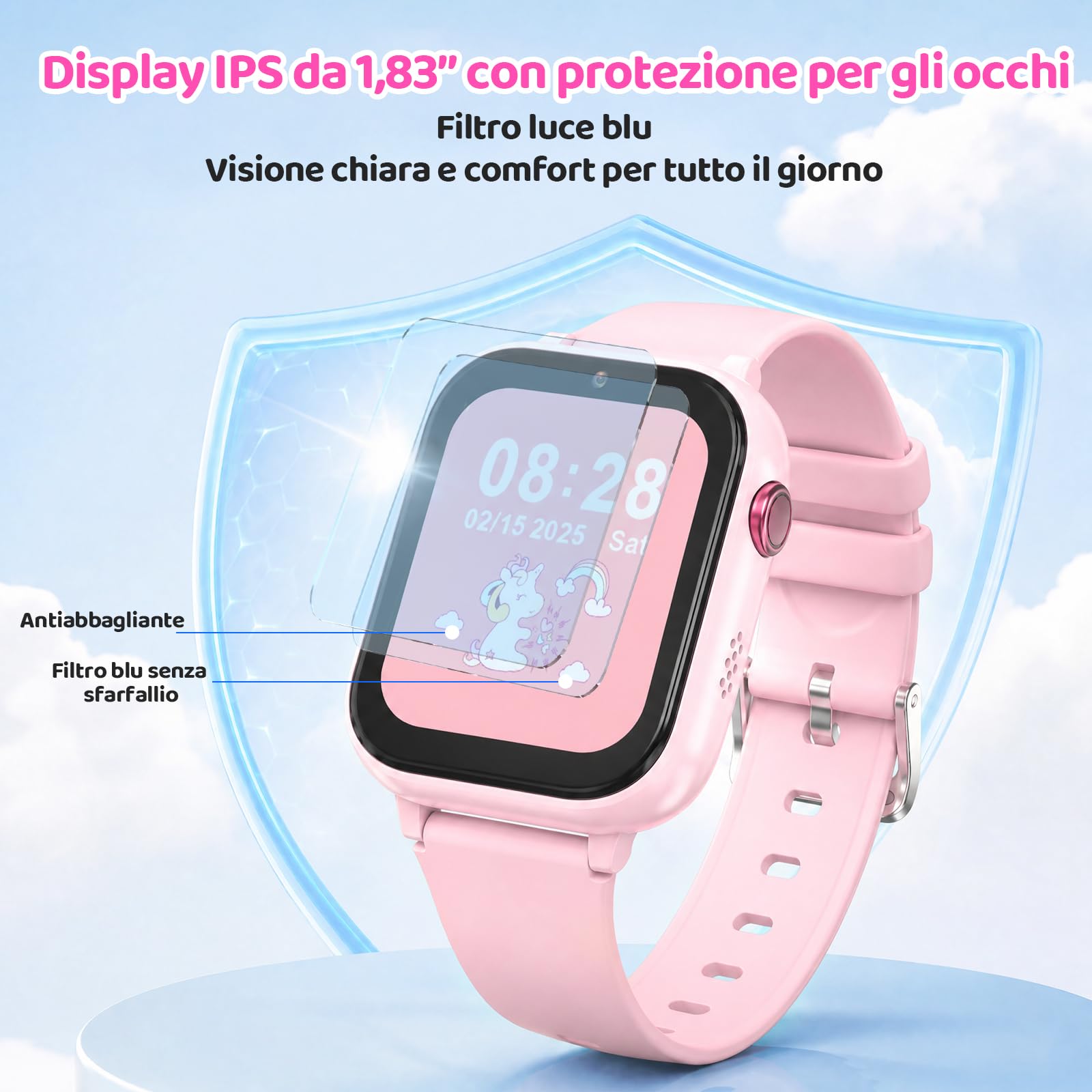 CHAKEYAKE Reloj Inteligente Niño, 4G Llamadas de Voz y Vídeo, GPS, SOS, IP67, Modo Clase, Rastreador de Sueño y Podómetro, Pantalla Táctil de 1.83 Pulgadas, Regalo Ideal para Niños y Niñas 4-12, Rosa