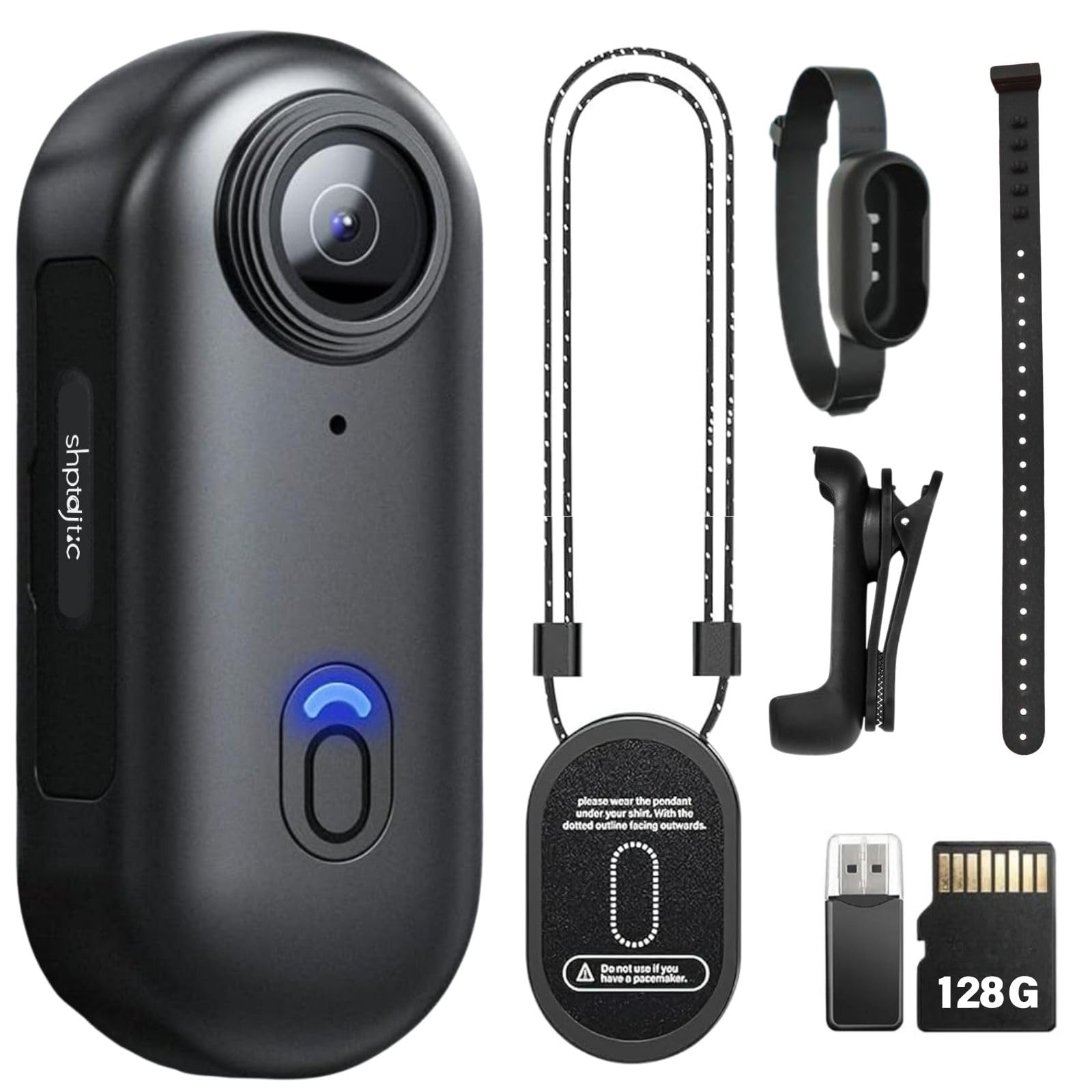 128G Body Camera, Thumb Size Cam,Wearable Camera with 360°Rotatable Clip & Magnetic Clip,150 Minutes for Recording,Take for Lecture,Traveling,Pet Walking ,Outdoors Activities (1080P-Basic-128G)
