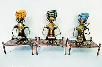 DECORE BASKET Mooch Sitting Musicians Set of 3 Table Decor (07 * 4.5 * 12 in)