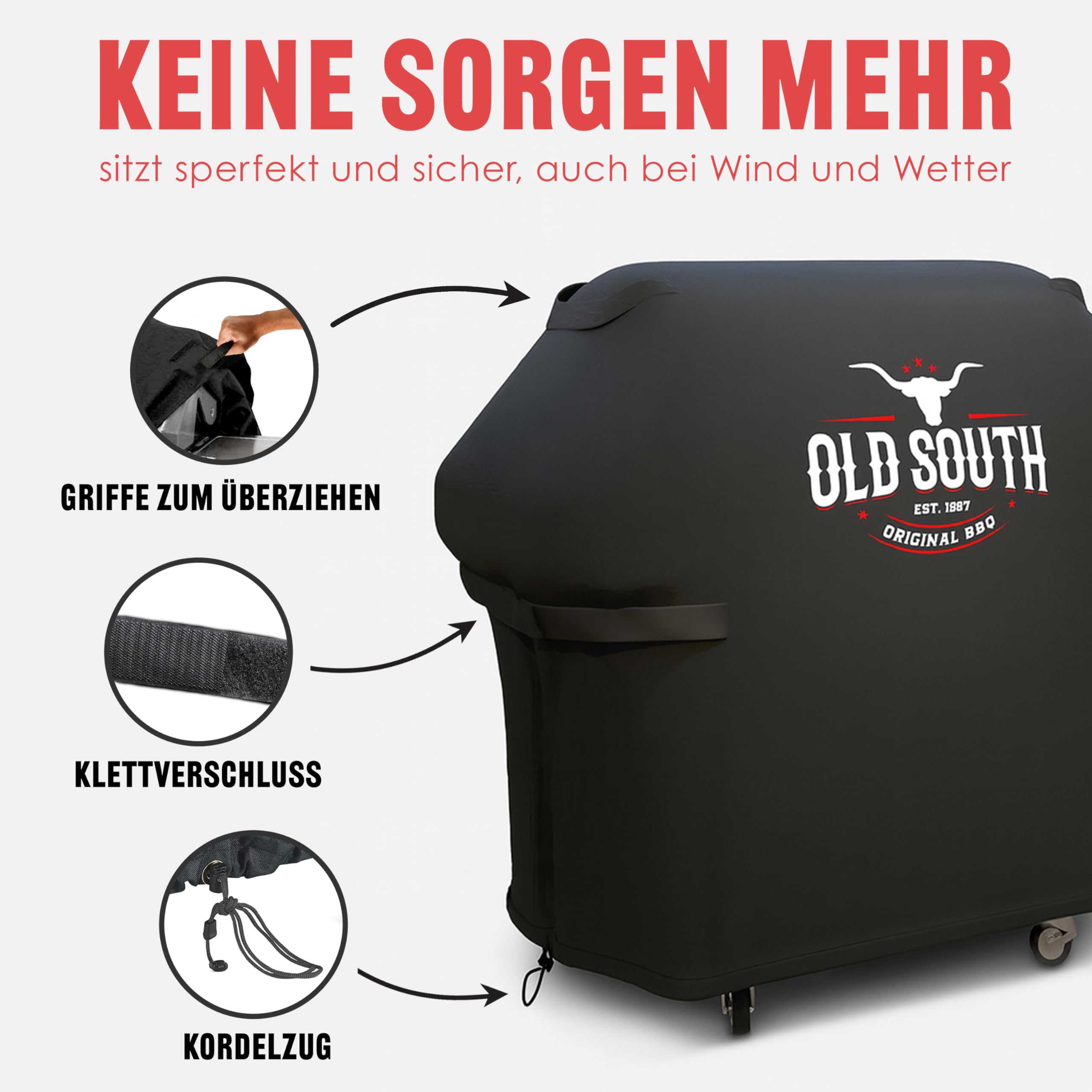 Old South - Copertura per barbecue resistente alle intemperie – Copertura per barbecue Weber, Napoleon, Enders, Rösle Gasgrill – Copertura impermeabile (76 x 66 x 110 cm)